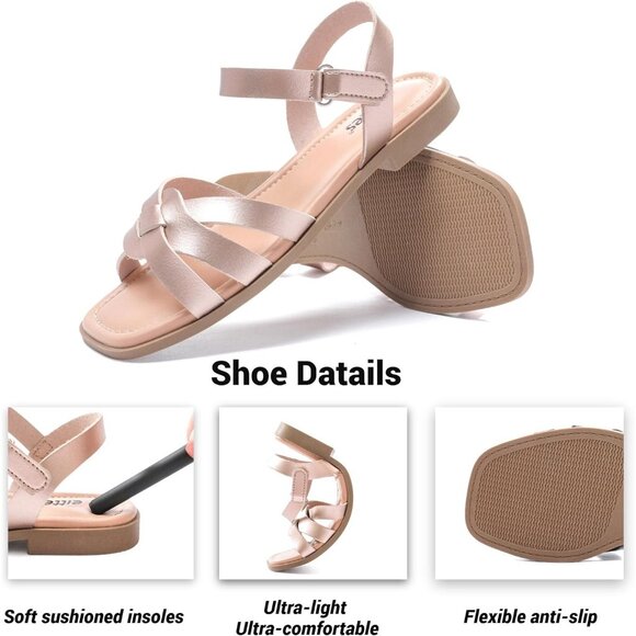 Women's Gold Flat Slide Sandals Casual Simple Strappy Slip On Shoes - Picture 3 of 6